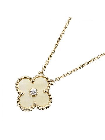 Van Cleef & Arpels Van Cleef &amp; Arpels Vintage Alhambra Yellow Mother-of-Pearl 1PD Necklace Jewelry 18K (Yellow Gold) Diamond Women's Gold Tone Clear (view 1)