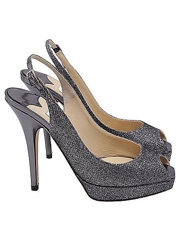 Jimmy Choo Jimmy Choo Slingback Peep toe Pumps in Silver Glitter (view 1)