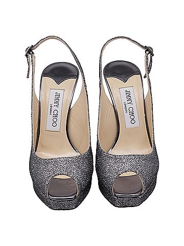 Jimmy Choo Jimmy Choo Slingback Peep toe Pumps in Silver Glitter (view 2)