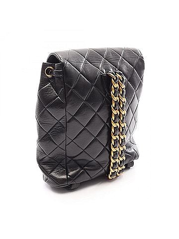 Chanel Chanel Matelassé Turnlock Chain Backpack/Handbag, Lambskin Leather, Women's, Black (view 2)