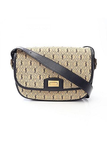 Saint Laurent Yves Saint Laurent Saint Laurent Paris Satchel Monogram All-Over Medium Shoulder Bag Handbag Canvas Leather Women's Beige/Navy 585006 (view 1)