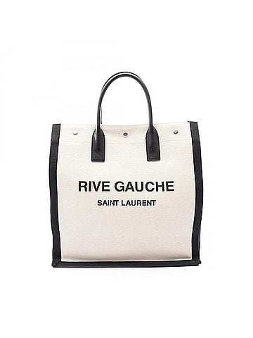 Yves Saint Laurent Yves Saint Laurent Saint Laurent Paris RIVE GAUCHE Tote Bag/Handbag, Canvas and Leather, Women's, Ivory/Black, 632539 (view 1)