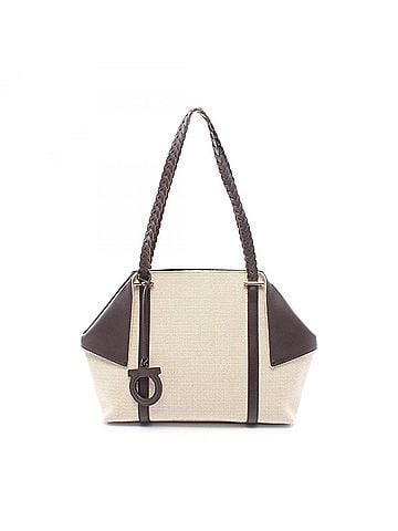 Salvatore Ferragamo Salvatore Ferragamo Braided Handle Tote Bag Handbag Canvas Leather Women's Beige/Brown 21A710 (view 1)
