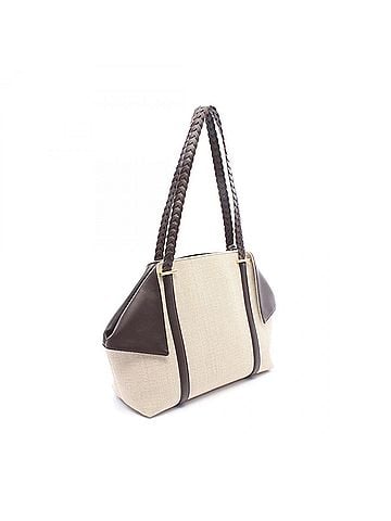 Salvatore Ferragamo Salvatore Ferragamo Braided Handle Tote Bag Handbag Canvas Leather Women's Beige/Brown 21A710 (view 2)