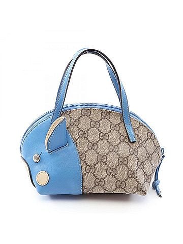 Gucci Gucci Children's Zoo GG Supreme Pig Handbag, Coated Canvas Leather, Women's, Beige/Blue, 271093 (view 1)