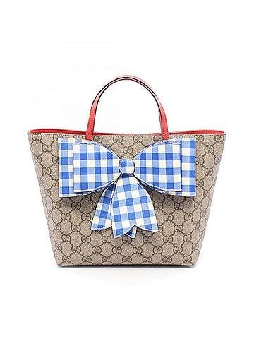 Gucci Gucci Children's GG Supreme Ribbon Tote Bag Handbag, Coated Canvas Leather, Women's, Beige/Blue/Multicolor, 501804 (view 1)