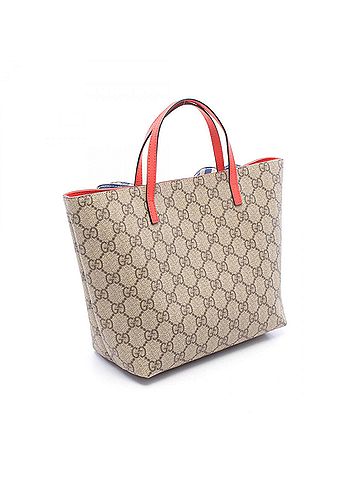Gucci Gucci Children's GG Supreme Ribbon Tote Bag Handbag, Coated Canvas Leather, Women's, Beige/Blue/Multicolor, 501804 (view 2)