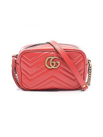 Gucci Gucci GG Marmont Quilted Mini Bag, Shoulder Handbag, Leather, Women's, Red, 448065 (view 1)
