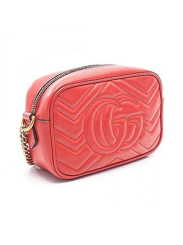 Gucci Gucci GG Marmont Quilted Mini Bag, Shoulder Handbag, Leather, Women's, Red, 448065 (view 2)