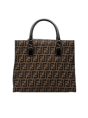 Fendi Fendi Zucca Tote Bag 15095 Brown Black Canvas Leather Women's FENDI (view 1)