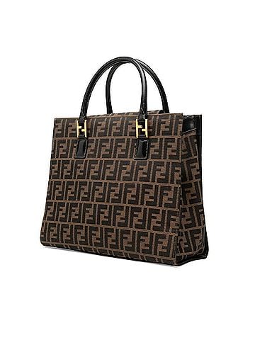 Fendi Fendi Zucca Tote Bag 15095 Brown Black Canvas Leather Women's FENDI (view 2)