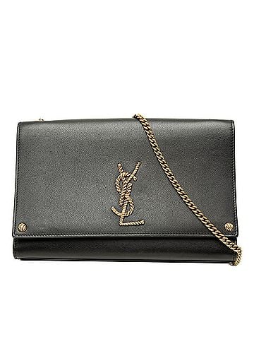 Saint Laurent Saint Laurent YSL logo crossbody chain shoulder bag, black leather, women's. (view 1)