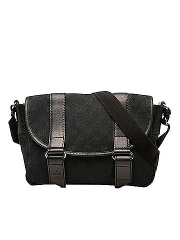 Gucci Gucci GG Canvas Crossbody Shoulder Bag 145858 Black Leather Women's GUCCI (view 1)