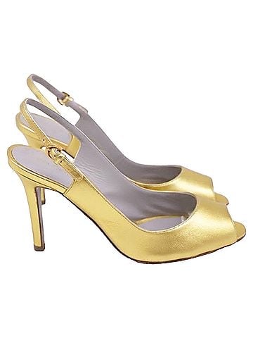 Sergio Rossi Sergio Rossi Slingback Sandal Heels in Gold Leather (view 1)