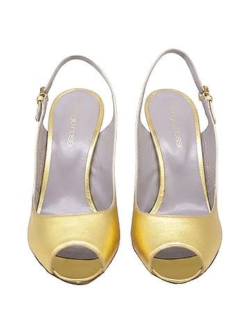 Sergio Rossi Sergio Rossi Slingback Sandal Heels in Gold Leather (view 2)