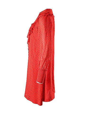 Ganni Ganni Polka Dot Ruffled Dress In Red Viscose (view 2)
