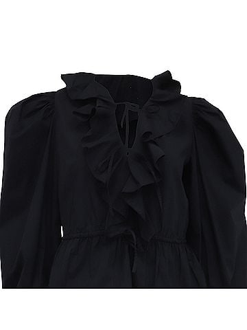 Ulla Johnson Ulla Johnson Ruffled Collar Blouse in Black Cotton (view 2)