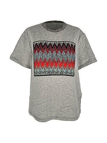 Missoni Missoni Zigzag Print Crew Neck T-shirt in Grey Cotton (view 1)