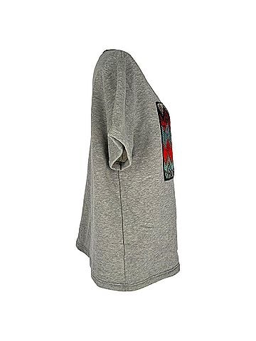 Missoni Missoni Zigzag Print Crew Neck T-shirt in Grey Cotton (view 2)