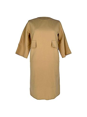 Max Mara Max Mara Chieti Crêpe Mini Dress in Tan Wool (view 1)