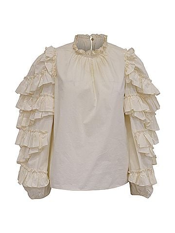 Ulla Johnson Ulla Johnson Pippa Ruffled Sleeve Blouse in Ivory Cotton (view 1)