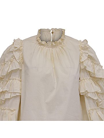 Ulla Johnson Ulla Johnson Pippa Ruffled Sleeve Blouse in Ivory Cotton (view 2)