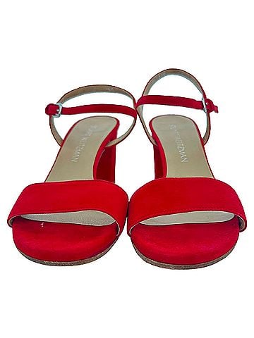 Stuart Weitzman Stuart Weitzman Ankle Strap Sandal Heels in Red Suede (view 2)