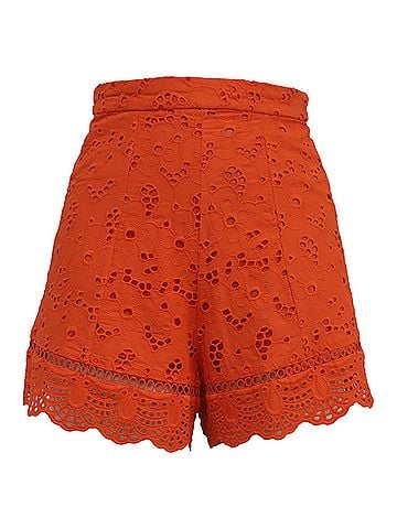 Zimmermann Zimmermann Eyelet High-Waisted Shorts in Orange Cotton (view 1)