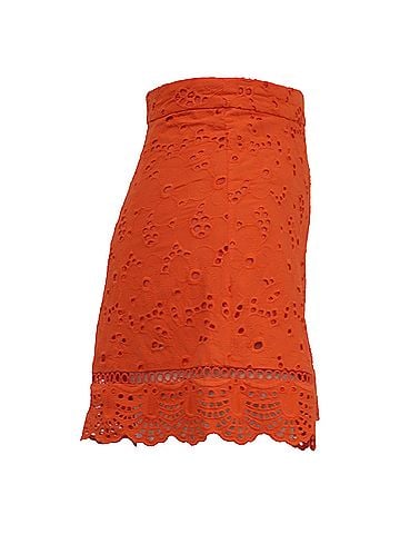 Zimmermann Zimmermann Eyelet High-Waisted Shorts in Orange Cotton (view 2)