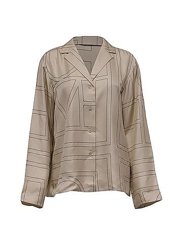 Totême Totême Logo-Embroidered PJ Shirt in Ivory Silk (view 1)