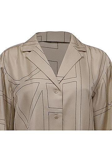 Totême Totême Logo-Embroidered PJ Shirt in Ivory Silk (view 2)