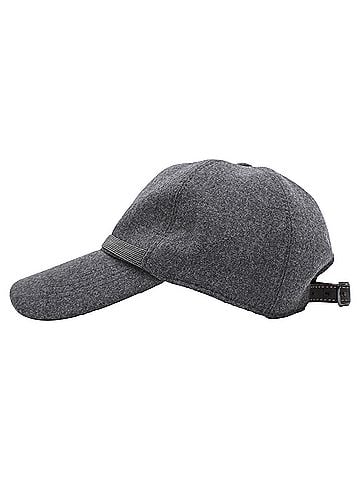 Brunello Cucinelli Brunello Cucinelli Flannel Baseball Cap in Grey Wool (view 2)