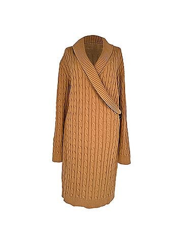 Ralph Lauren Lauren Ralph Lauren Cable-Knit Buckle-Trim Sweater Dress in Tan Cotton (view 1)