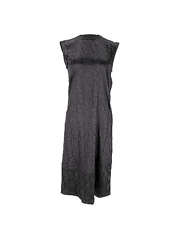 Acne Acne Studios Darienne Floral Embossed Midi Dress in Black Satin (view 1)