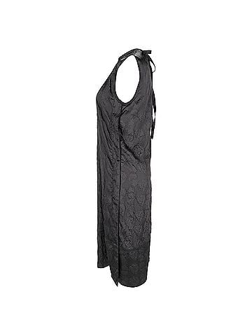 Acne Acne Studios Darienne Floral Embossed Midi Dress in Black Satin (view 2)