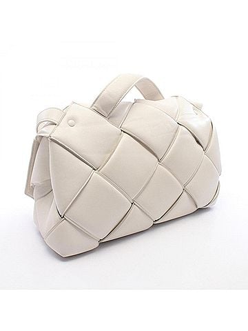 Bottega Veneta Bottega Veneta Maxi Intrecciato Padded Top Handle Bag, Shoulder Handbag, Lambskin Leather, Women's, White (641236) (view 2)