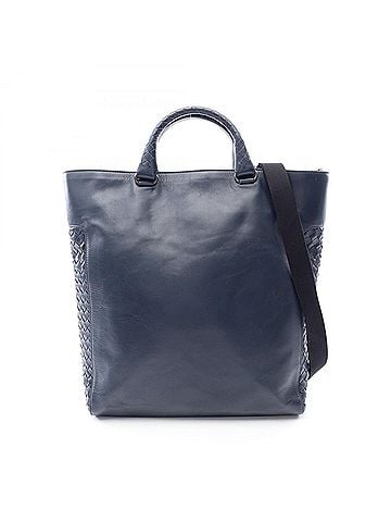 Bottega Veneta Bottega Veneta Intrecciato 2-Way Tote Bag/Handbag, Leather, Men's, Navy (view 1)