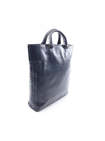 Bottega Veneta Bottega Veneta Intrecciato 2-Way Tote Bag/Handbag, Leather, Men's, Navy (view 2)