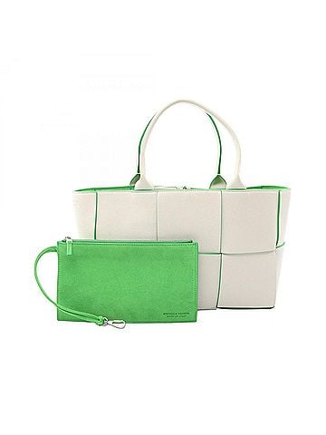 Bottega Veneta Bottega Veneta Arco Maxi Intrecciato Tote Bag Handbag Leather Women's White/Green 652867 (view 1)