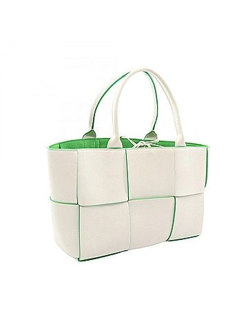 Bottega Veneta Bottega Veneta Arco Maxi Intrecciato Tote Bag Handbag Leather Women's White/Green 652867 (view 2)