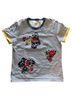 Tory Burch 100% Cotton Stripes Floral White Blue Red Yellow Short Sleeve Blouse Size M - photo 1