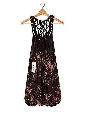YaYa Aflalo Geo Macrame Bubble Hem Casual Dress (view 1)