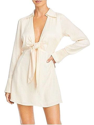 Nicholas Tie-Front Long-Sleeve Slip Dress Casual Dress (view 1)