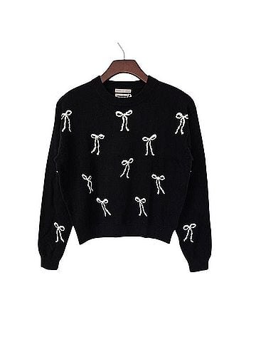 J.Crew Perfect Cashmere Crewneck Bow Print Cashmere Pullover Sweater (view 1)
