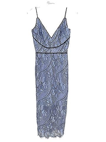 Nicholas Blue Lace Spaghetti Strap V-Neck Cocktail Dress (view 1)