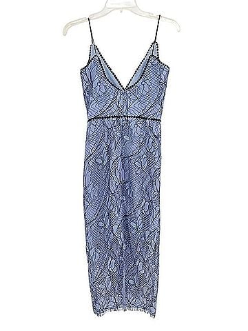 Nicholas Blue Lace Spaghetti Strap V-Neck Cocktail Dress (view 2)