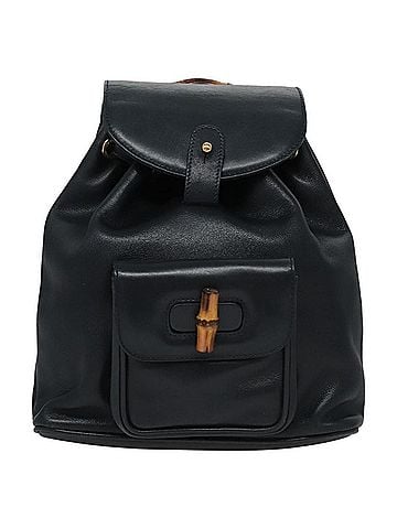 Gucci Vintage Bamboo Leather Black Leather Backpack Bag (view 1)