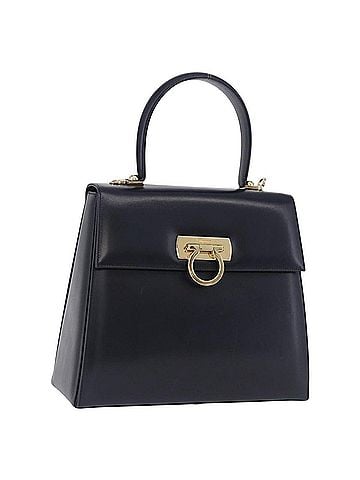 Salvatore Ferragamo Convertible Top Handle Leather Navy Leather Handbag (view 1)