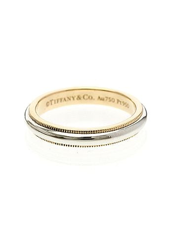 Tiffany & Co. Two-Tone Milgrain Wedding Band Platinum And 18K Pink Gold Pink Pink_Gold Ring Jewelry (view 1)