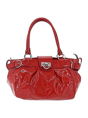 Salvatore Ferragamo Gancini Patent Leather Red Patent_Leather Handbag (view 1)